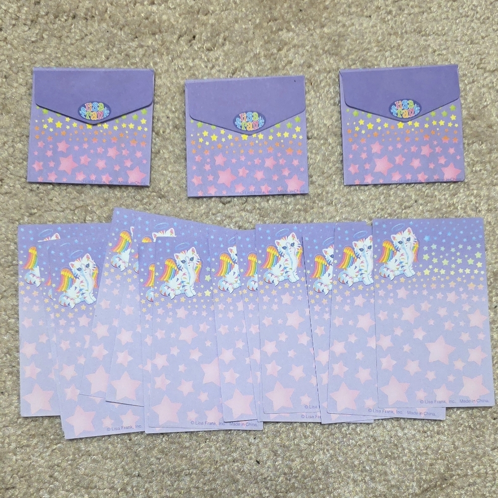 Lisa Frank Rainbow Angel Cat Stationery - Papers with Matching Envelopes